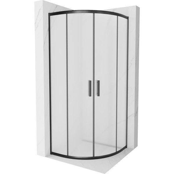 Mexen Rio íves  Zuhanykabin Toló ajtóval  80 x 80 cm,   szatén , fekete - 863-080-080-70-3 Íves