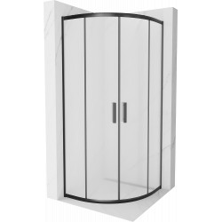 Mexen Rio íves  Zuhanykabin Toló ajtóval  80 x 80 cm,   szatén , fekete - 863-080-080-70-3 Íves Íves 406594 Mexen