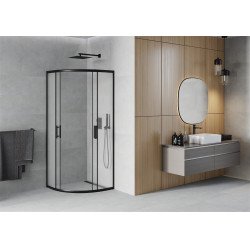 Mexen Rio íves  Zuhanykabin Toló ajtóval  80 x 80 cm,   szatén , fekete - 863-080-080-70-3 Íves