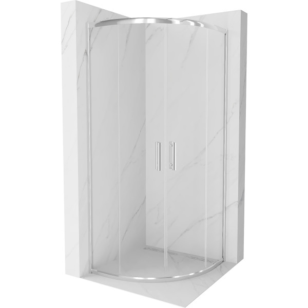 Mexen Rio íves  Zuhanykabin Toló ajtóval  80 x 80 cm,  átlátszó üveg, króm - 863-080-080-01-0 Íves