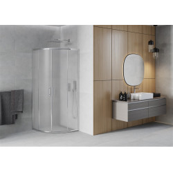 Mexen Rio íves  Zuhanykabin Toló ajtóval  80 x 80 cm,   szatén , króm - 863-080-080-01-3 Íves Íves 406594 Mexen