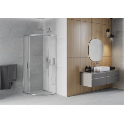 Mexen Rio íves  Zuhanykabin Toló ajtóval  80 x 80 cm,   szatén , króm - 863-080-080-01-3 Íves