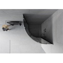 Mexen Rio íves  Zuhanykabin Toló ajtóval  80 x 80 cm, grafit, króm - 863-080-080-01-4 Íves