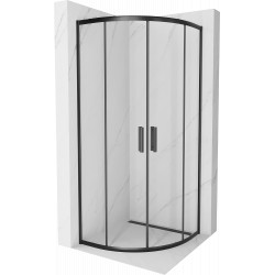 Mexen Rio íves  Zuhanykabin Toló ajtóval  90 x 90 cm,  átlátszó üveg, fekete - 863-090-090-70-0 Íves Íves 406594 Mexen
