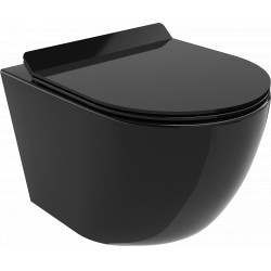 Mexen Lena  Perem nélküli fali wc lassú záródásu tetövel  slim, duroplast,  fekete - 3022407 Wc Wc 406594 Mexen