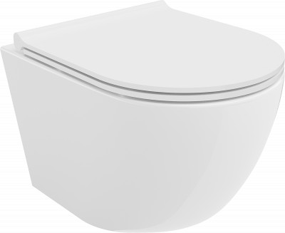 Mexen Lena  Perem nélküli fali wc lassú záródásu tetövel  slim, duroplast,  fehér - 3022050 Wc