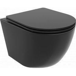 Mexen Lena  Perem nélküli fali wc lassú záródásu tetövel  slim, duroplast,  fekete mat - 30221085 Wc Wc 406594 Mexen