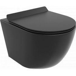Mexen Lena  Perem nélküli fali wc lassú záródásu tetövel  slim, duroplast,  fekete mat - 30220185 Wc Wc 406594 Mexen