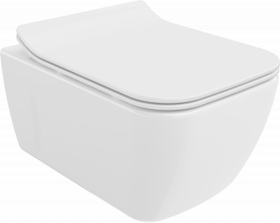 Mexen Margo  Perem nélküli fali wc lassú záródásu tetövel  slim, duroplast,  fehér - 3042080 Wc