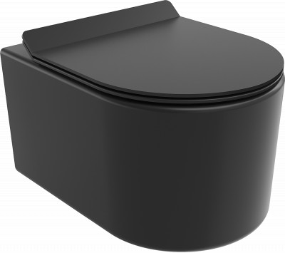 Mexen Sofia  Perem nélküli fali wc lassú záródásu tetövel  slim, duroplast,  fekete mat - 30540185 Wc