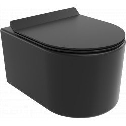 Mexen Sofia  Perem nélküli fali wc lassú záródásu tetövel  slim, duroplast,  fekete mat - 30540185 Wc Wc 406594 Mexen
