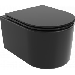 Mexen Sofia  Perem nélküli fali wc lassú záródásu tetövel  slim, duroplast,  fekete mat - 30541085 Wc Wc 406594 Mexen