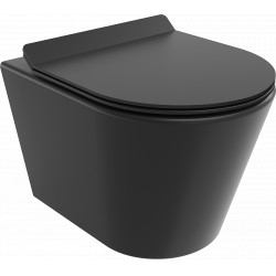 Mexen Rico  Perem nélküli fali wc lassú záródásu tetövel  slim, duroplast,  fekete mat - 30720185 Wc Wc 406594 Mexen