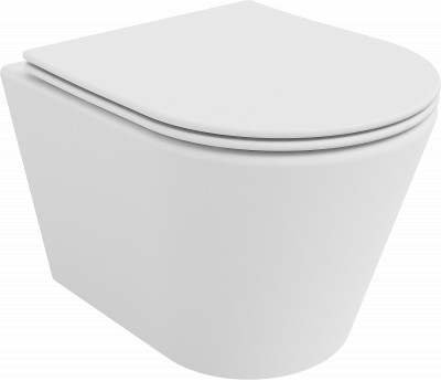 Mexen Rico  Perem nélküli fali wc lassú záródásu tetövel  slim, duroplast,  fehér mat - 30724001 Wc