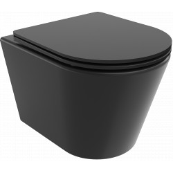 Mexen Rico  Perem nélküli fali wc lassú záródásu tetövel  slim, duroplast,  fekete mat - 30721085 Wc Wc 406594 Mexen
