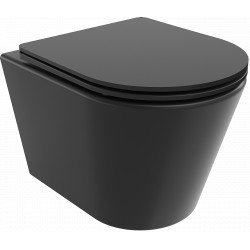 Mexen Rico  Perem nélküli fali wc lassú záródásu tetövel  slim, duroplast,  fekete mat - 30721085 Wc Wc 406594 Mexen