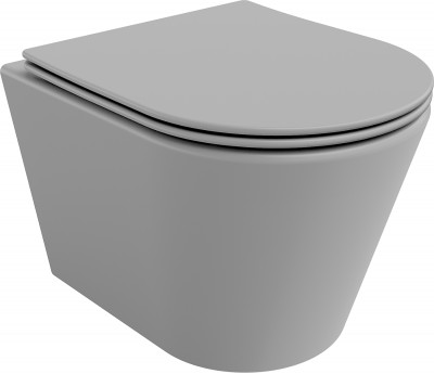 Mexen Rico  Perem nélküli fali wc lassú záródásu tetövel  slim, duroplast,  szürke  mat - 30724061 Wc
