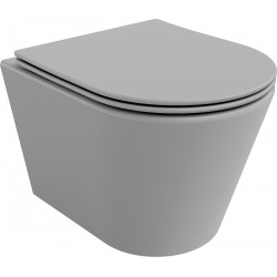 Mexen Rico  Perem nélküli fali wc lassú záródásu tetövel  slim, duroplast,  szürke  mat - 30724061 Wc Wc 406594 Mexen