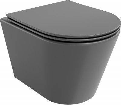 Mexen Rico  Perem nélküli fali wc lassú záródásu tetövel  slim, duroplast,  szürke  mat - 30724071 Wc