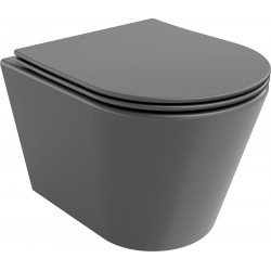Mexen Rico  Perem nélküli fali wc lassú záródásu tetövel  slim, duroplast,  szürke  mat - 30724071 Wc Wc 406594 Mexen