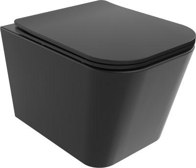 Mexen Teo  Perem nélküli fali wc lassú záródásu tetövel  slim, duroplast,  fekete mat - 30850685 Wc