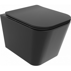 Mexen Teo  Perem nélküli fali wc lassú záródásu tetövel  slim, duroplast,  fekete mat - 30850685 Wc Wc 406594 Mexen