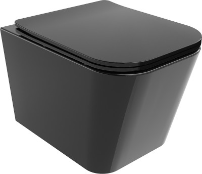 Mexen Teo  Perem nélküli fali wc lassú záródásu tetövel  slim, duroplast,  fekete - 3085407 Wc