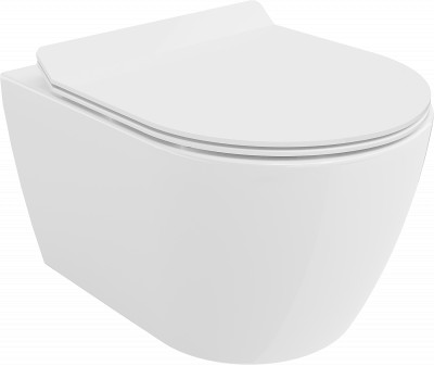 Mexen Carmen  Perem nélküli fali wc lassú záródásu tetövel  slim, duroplast,  fehér - 3088010 Wc