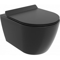 Mexen Carmen  Perem nélküli fali wc lassú záródásu tetövel  slim, duroplast,  fekete mat - 30880185 Wc Wc 406594 Mexen