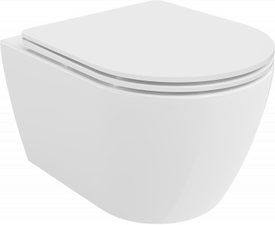 Mexen Carmen  Perem nélküli fali wc lassú záródásu tetövel  slim, duroplast,  fehér - 3088030 Wc