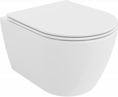 Mexen Carmen  Perem nélküli fali wc lassú záródásu tetövel  slim, duroplast,  fehér - 3088040 Wc