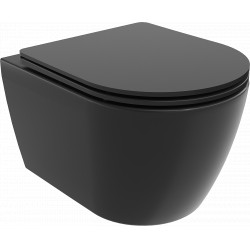 Mexen Carmen  Perem nélküli fali wc lassú záródásu tetövel  slim, duroplast,  fekete mat - 30881085 Wc Wc 406594 Mexen