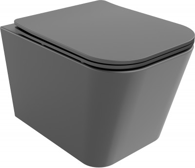 Mexen Teo  Perem nélküli fali wc lassú záródásu tetövel  slim, duroplast,  szürke  mat - 30854071 Wc