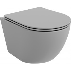 Mexen Lena  Perem nélküli fali wc lassú záródásu tetövel  slim, duroplast,   szürke  mat - 30224061 Wc Wc 406594 Mexen