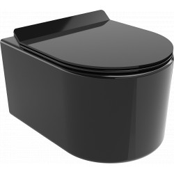 Mexen Sofia  Perem nélküli fali wc lassú záródásu tetövel  slim, duroplast,  fekete poöysk - 3054407 Wc Wc 406594 Mexen