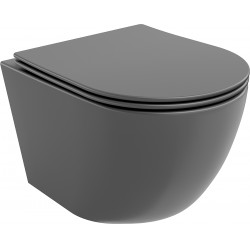 Mexen Lena  Perem nélküli fali wc lassú záródásu tetövel  slim, duroplast,  szürke  mat - 30224071 Wc Wc 406594 Mexen