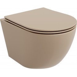 Mexen Lena  Perem nélküli fali wc lassú záródásu tetövel  slim, duroplast, cappuccino mat - 30224064 Wc Wc 406594 Mexen