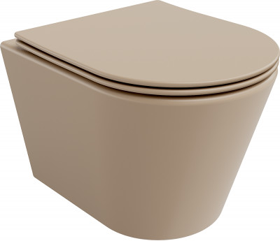 Mexen Rico  Perem nélküli fali wc lassú záródásu tetövel  slim, duroplast, cappuccino mat - 30724064 Wc