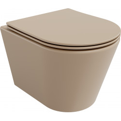 Mexen Rico  Perem nélküli fali wc lassú záródásu tetövel  slim, duroplast, cappuccino mat - 30724064 Wc Wc 406594 Mexen