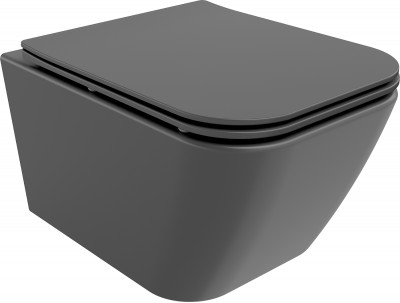 Mexen Madox  Perem nélküli fali wc lassú záródásu tetövel  slim, duroplast,  szürke  - 30154061 Wc