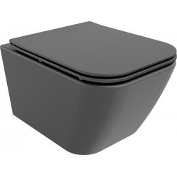Mexen Madox  Perem nélküli fali wc lassú záródásu tetövel  slim, duroplast,  szürke  - 30154061 Wc Wc 406594 Mexen