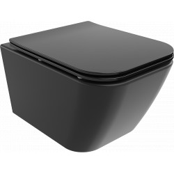 Mexen Madox  Perem nélküli fali wc lassú záródásu tetövel  slim, duroplast,  fekete mat - 3015407 Wc Wc 406594 Mexen