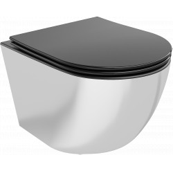 Mexen Lena  Perem nélküli fali wc lassú záródásu tetövel  slim, duroplast,  fekete mat /ezüst- 30224074 Wc Wc 406594 Mexen