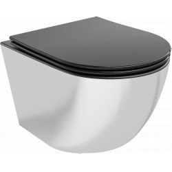 Mexen Lena  Perem nélküli fali wc lassú záródásu tetövel  slim, duroplast,  fekete mat /ezüst- 30224074 Wc Wc 406594 Mexen