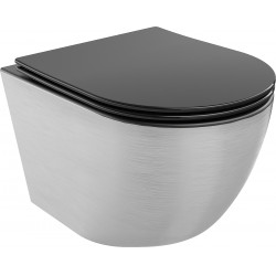 Mexen Lena  Perem nélküli fali wc lassú záródásu tetövel  slim, duroplast,  fekete mat /ezüst model- 30224073 Wc Wc 406594 Mexen