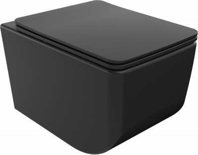 Mexen Vera  Perem nélküli fali wc lassú záródásu tetövel  slim, duroplast,  fekete mat - 3016407 Wc