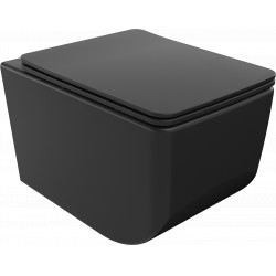 Mexen Vera  Perem nélküli fali wc lassú záródásu tetövel  slim, duroplast,  fekete mat - 3016407 Wc Wc 406594 Mexen
