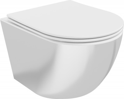 Mexen Lena  Perem nélküli fali wc lassú záródásu tetövel  slim, duroplast,  fehér /ezüst - 30224004 Wc