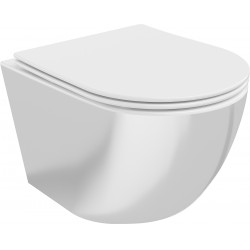 Mexen Lena  Perem nélküli fali wc lassú záródásu tetövel  slim, duroplast,  fehér /ezüst - 30224004 Wc Wc 406594 Mexen