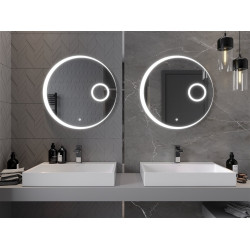 Mexen Ella  Led fürdöszobai tükör    + Kozmetikai opció, kerek 70 cm, LED 6000K, + páramentesítö - 9811-070-070-611-00 Led Tükör